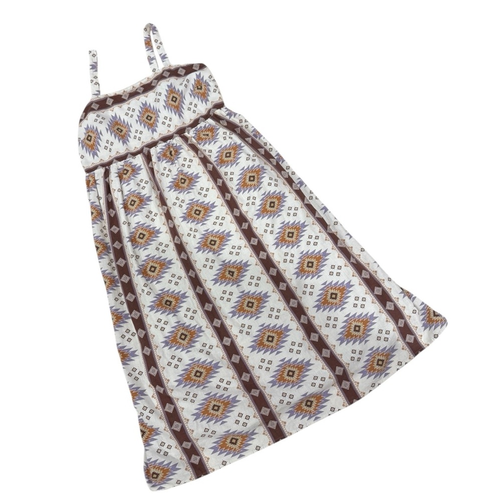 NWOT Sonoma Boho Aztec Midi Dress - w/Pockets, Adjustable Straps, Empire Waist - Picture 5 of 14